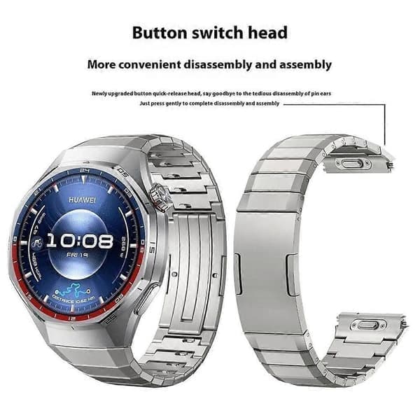 Kompatibel med Huawei Watch GT 6 Pro 46mm Quick Release-rem Bambuleddesign Titaniumlegering Urrem Sort