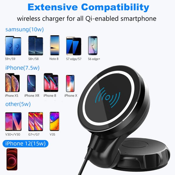 Desktop Wireless Charging Holder is suitable for Apple iPhone 12 Car Wireless Charging Dashboard Strong Magnetic Mobile Phone Holder