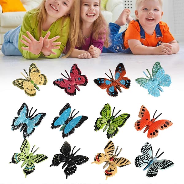 Autentiske dyrefigurer, sæt med 12 til samling og festligheder Butterfly 12 Pcs