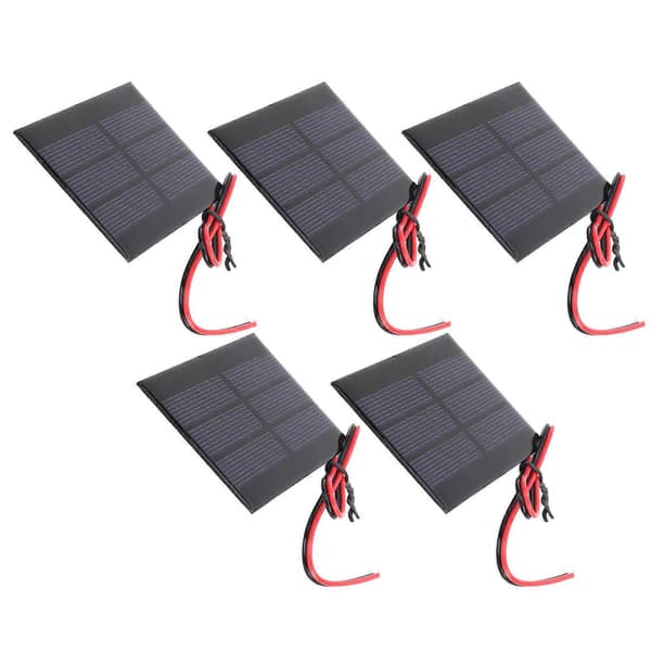 Praktisk och vacker 5-pack mini solpanel battericellsmodul med 30 cm kabel 60 X 80 X 3MM DC 0,65W 1,5V