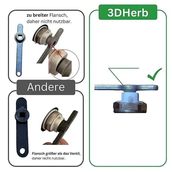 Luftenøkkel, rustfritt stål, elementnøkkel, radiatorventilhåndtak, firkantnøkkel, elementventilasjon, A