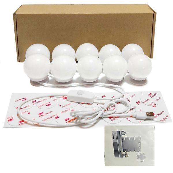 Make Up Spejllys 10 Led Pærer Kit Forfængelighedslys Dæmpbar Lampe