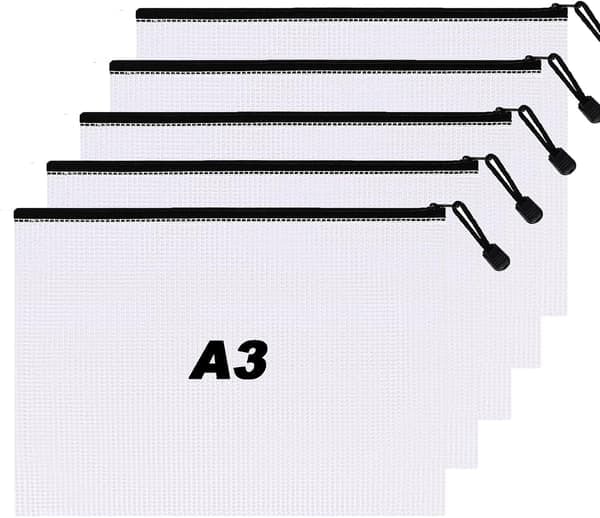 A3 Plastlommer - 10-pak Lynlås Dokumentmappe