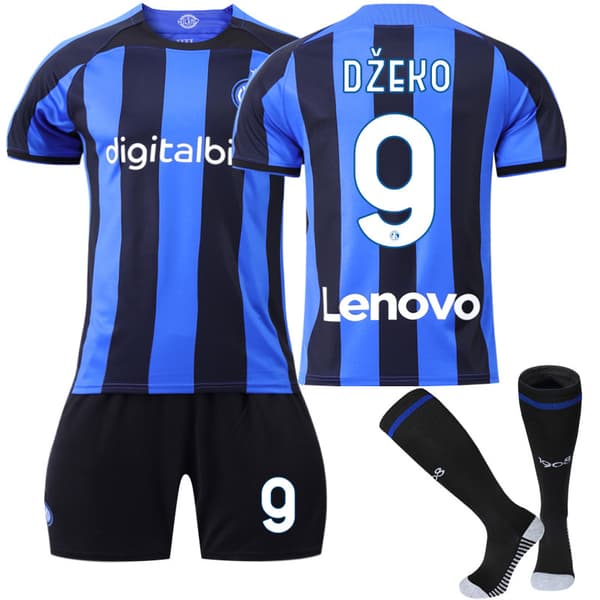 22 Inter Milan tröja hemmaplan nr 9 Dzeko tröja set S(165171cm)