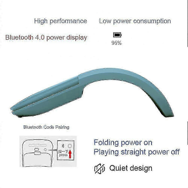 Bluetooth 4.0 trådløs mus foldbar ergonomisk lydløs til pc bærbar computer Bluetooth black