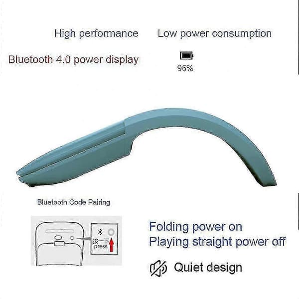 Bluetooth 4.0 Trådløs Mus Sammenleggbar Ergonomisk Stillegående for PC Bærbar Bluetooth green