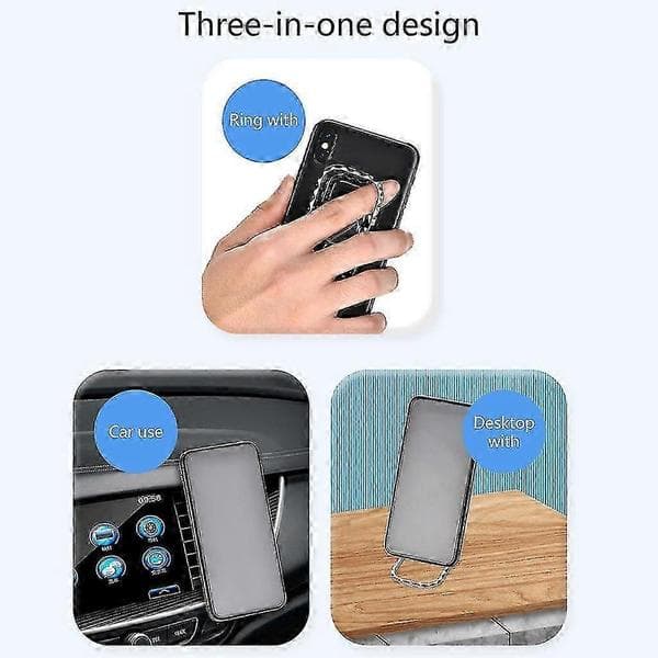 Mobiltelefon Ringholder Stativ 360 Rotation Finger Kickstand Til Magnetisk Montering Silver
