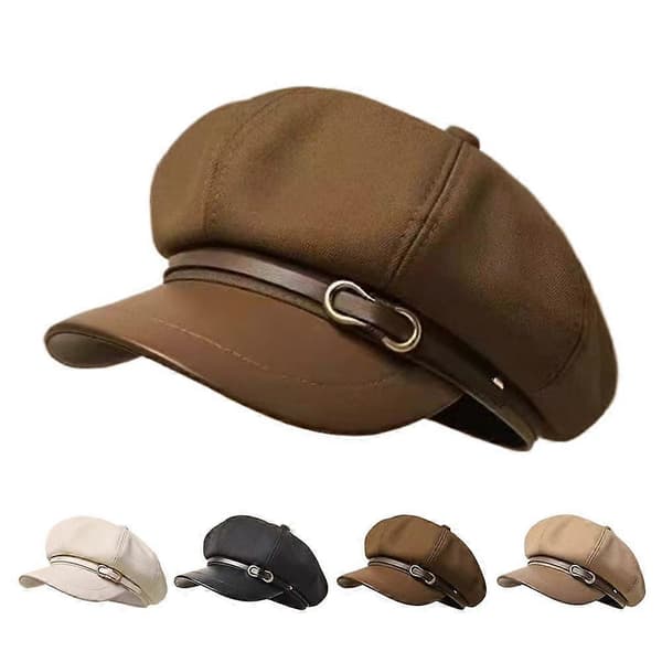 Ullbaretthatt Retro åttekantet design for menn og kvinner Beige