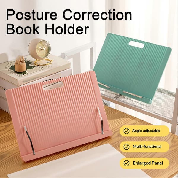 Head-Up Læseholder – Sammenfoldelig Bogreol & Klips – til Tablet & Bog Skriveholder Pink