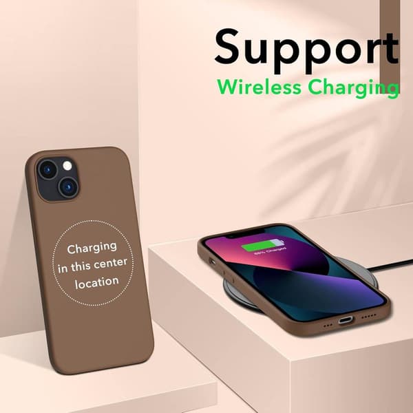 iPhone 13 Case, Liquid Silicone Case for 6.1 inch iPhone 13, Ultra-thin Case, Full Coverage Shockproof Protective Soft Case Chocolate