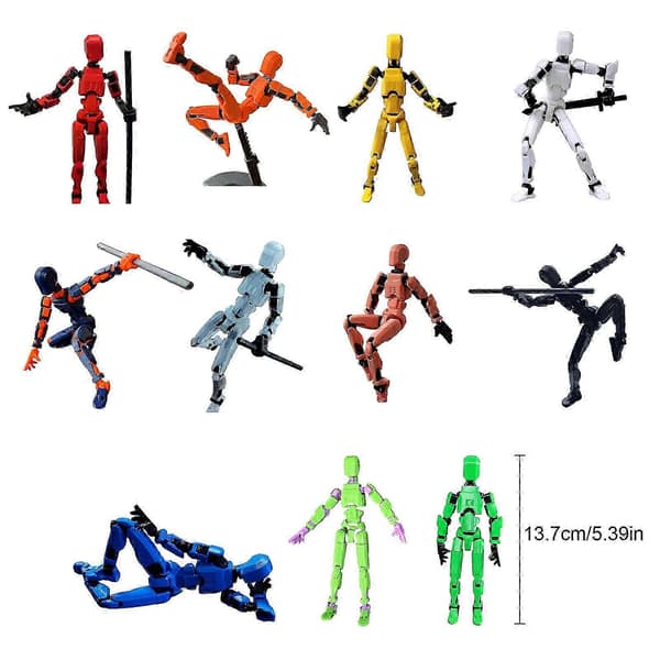 Titan 13 3D-printet robot actionfigur - 50 % rabattilbud blue black