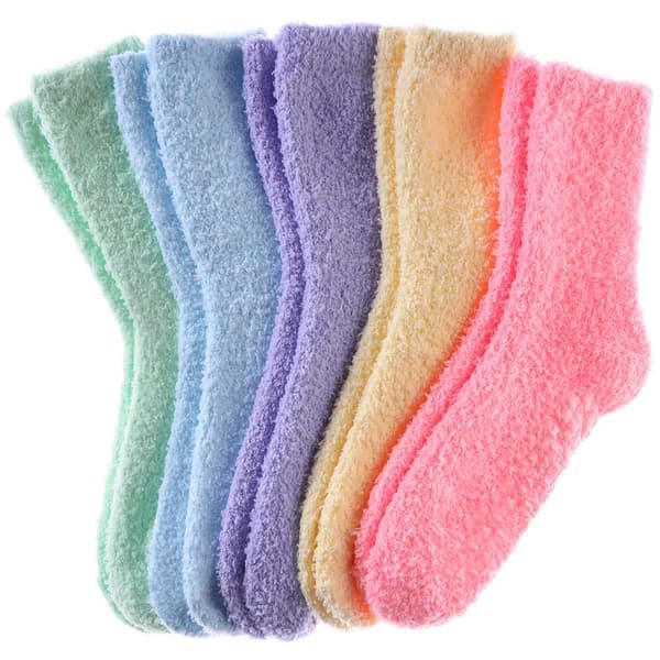 Fleece Tøffelstrømper til Kvinder 5 Par - Varme og Komfortable Skridsikre Vinterstrømper, Bløde og Fluffy Indendørsstrømper til Hjemmebrug five