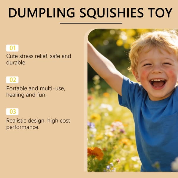 Dumpling Squishy, 4 tommer Dumpling Stressbold, Blød Dej til Dekompression, Stresslindrende BoldBlød og ikke-klæbrig-Guld pailletter 1 stk