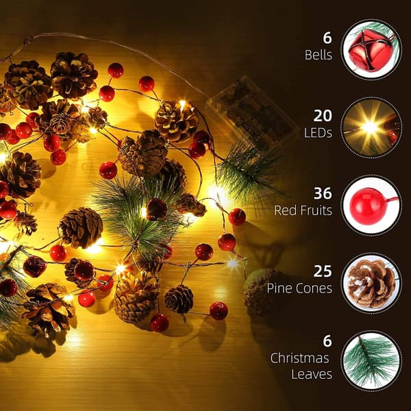 Juleguirlande med lys LED Julelys Juleguirlande Grankogle Eventyrlys