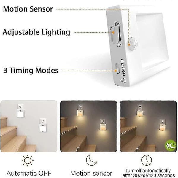 Automatisk LED Nattlys, Nattlys med Bevegelsessensor, Nattlys