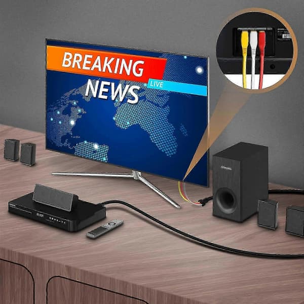 HDMI til 3x RCA hann video- og lydadapterkabel 1,5m
