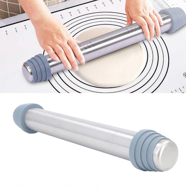 Praktisk och vacker kavel degroller i rostfritt stål med 4 silikonstyrringar, non-stick