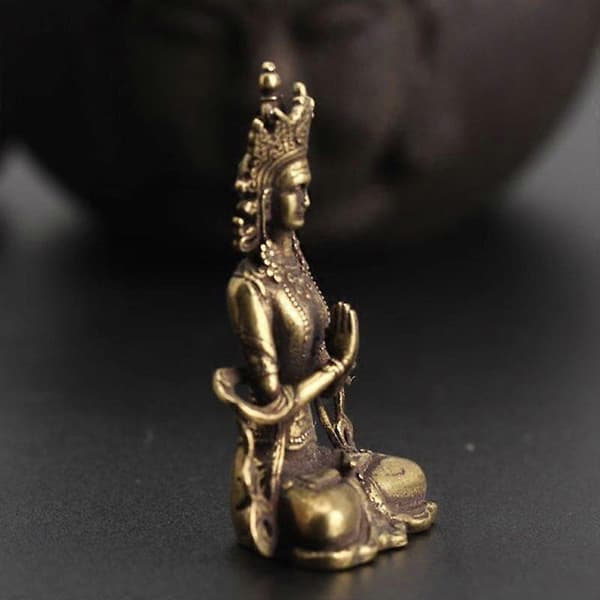 Retro messing meditere Zen buddhisme husholdnings Buddha-pynt stue håndlaget dekorasjon kobberstatue tehuspynt