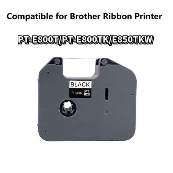1 STK TR-100BK Sort Bånd Kompatibel til Brother Båndprinter PT-E800TK 800T PT-850TKW Grå