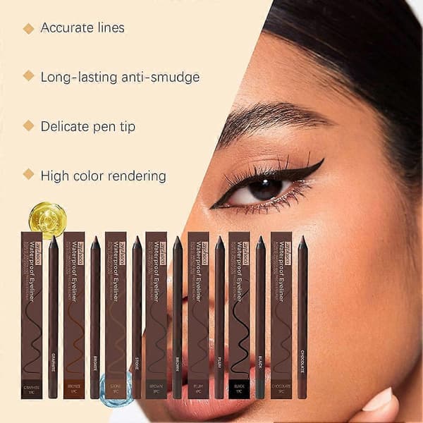 24H Waterproof Eyeliner Pen - Smudge-proof Eyeliner Duo Eye Pencil, Smooth Application Graphite Color