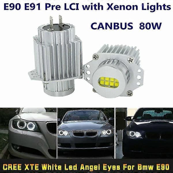 2 stk. Angel Eyes CANbus 80W LED-frontlysmarkørpærer feilfrie for - E90 E91 3-serie 2005- Argento