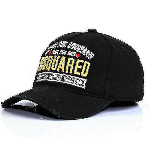 Mænds Bomulds Baseball Cap Broderi Bogstaver Dsquared Sort [JKW]