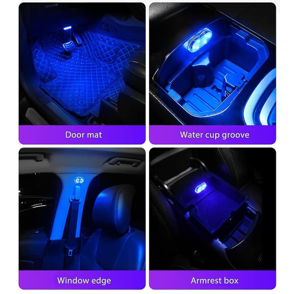 Indvendig LED-sensorlampe til bil - Berøringskontakt, Mini USB-opladning (farverig)