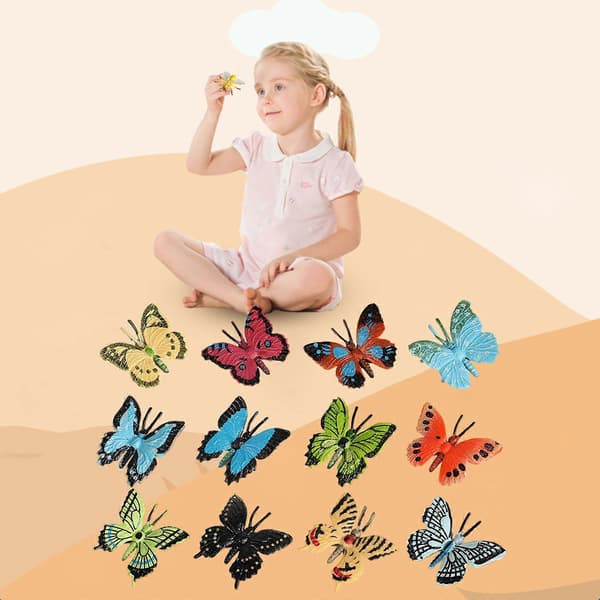 Autentiske dyrefigurer, sæt med 12 til samling og festligheder Butterfly 12 Pcs