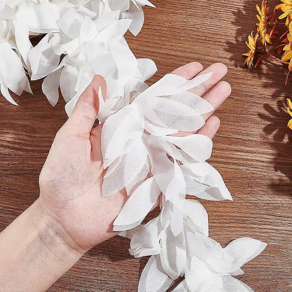 5 Yards Polyester Chiffon Blad Blondbånd for Plaggtilbehør Hvit 4-1/8 tommer (105mm)