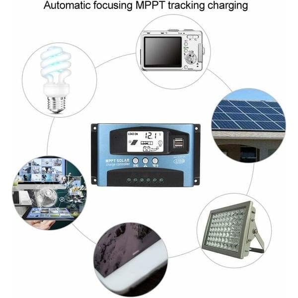 MPPT Solar Charge Controller 40A, 12V 24V Dual USB Solarpanel Batteri Controller Intelligent Regulator med LCD-display (40A)