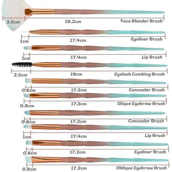 20-piece Makeup Brush Set, Premium Brushes (BROWN & TURQUOISE)