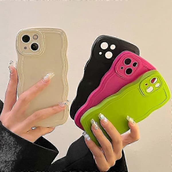 Sött godis lockigt vågigt telefonfodral för iPhone 14 13 12 Pro Max Plus S... Rose For iPhone14 Plus