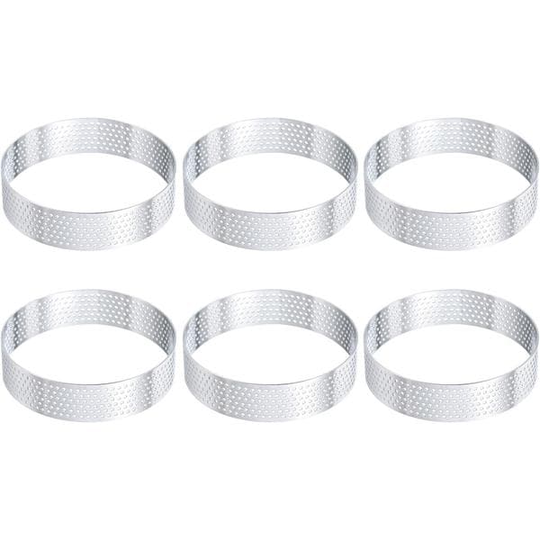 2026 latest explosion 6 pcs Stainless Steel Cake Rings 8 cm Perforated Metal Circles Baking Round Cake Ring for Home Kitchen Making Tools