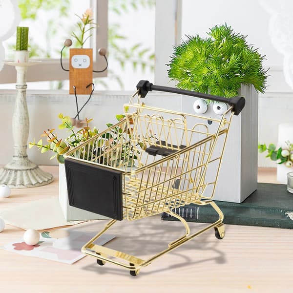 Mini handlekurv Bursdagsgaver Mini supermarkedsvogn Barnas leker Golden
