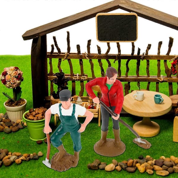 Bondekarakterfigur Miniatyr Bondefigurmodell for Lekebruk 2 stk