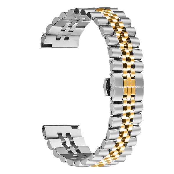 Til Huawei Watch GT Håndledsrem 5-perle Rustfrit Stål Sommerfuglespænde Urrem - Multicolor Silver+Gold
