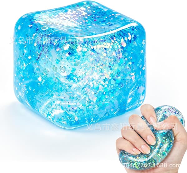 Snøfnugg Nice Cube isbit maltose klemmeleke, en sakte-rebound stressavlastning. 5.5cm Aurora Cube Maltose - Blue