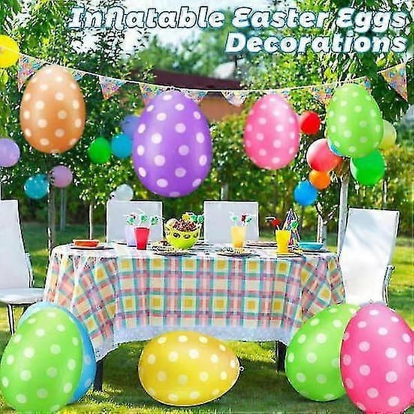 Påskeegg Slitesterkt, lyst farge påske oppblåsbart eggpynt for hagefest festlige dekorasjoner
