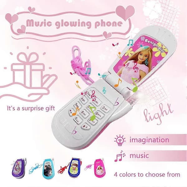 Leketelefon med klaff for barn Lys Lyder Rollespill 7.5cm Purple