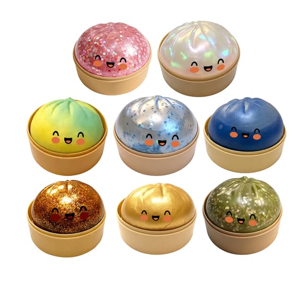 Dumpling Squishy, 4 tommer Dumpling Stressbold, Blød Dej til Dekompression, Stresslindrende BoldBlød og ikke-klæbrig-Guld pailletter 1 stk