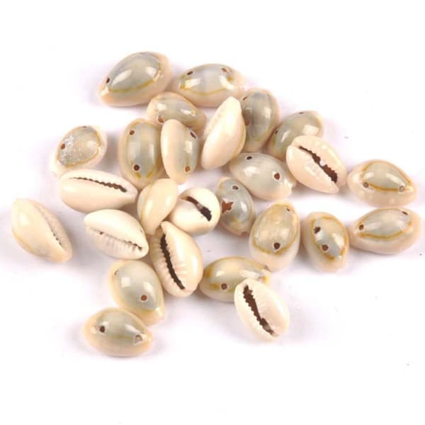 200st Dubbla Hål Pärlor Cowrie Shell Beads Seashell Beads