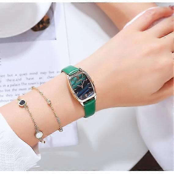 Mode Kvinnor Urtavla Läderklocka Casual Kvarts Par Klocka Armband Set
