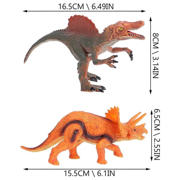 Gummi dinosaur dekoration til børn 2 stk. simuleringsdyr legetøjsmodeller