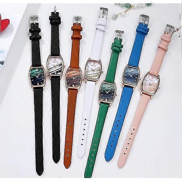 Mode Kvinnor Urtavla Läderklocka Casual Kvarts Par Klocka Armband Set