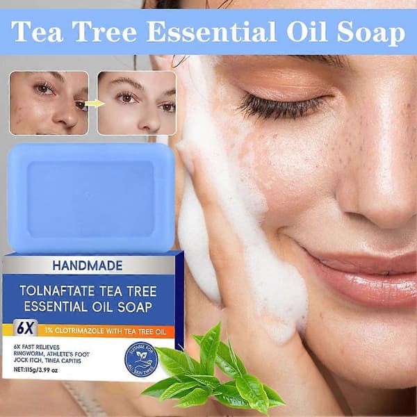 Antisvamp Tea Tree Sæbe 115g - Tolnaftat Kløe Lindrende Bar