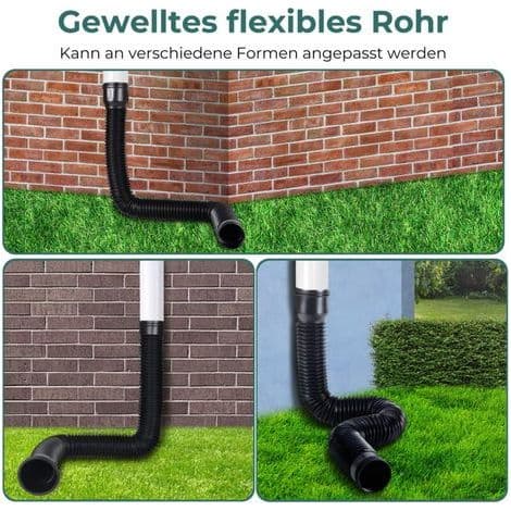 Aimoonsa - Flexible Gutter Extension - Telescopic Extension 47 to 150 cm - 950/110 mm Adapters - Thick PE Material for .