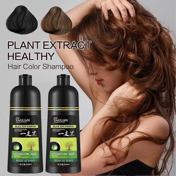 500 ml urte-sort dug shampoo, sort hårfarve shampoo 3-i-1 farvning af hår black