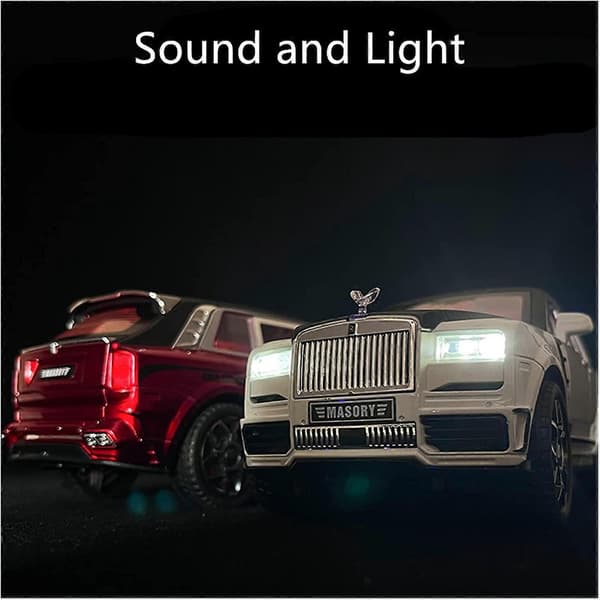Praktisk og smuk zinklegering træk-tilbage legetøjsbil med lyd og lys 1:32 legeringsmodelbil til Rolls Royce Cullinan
