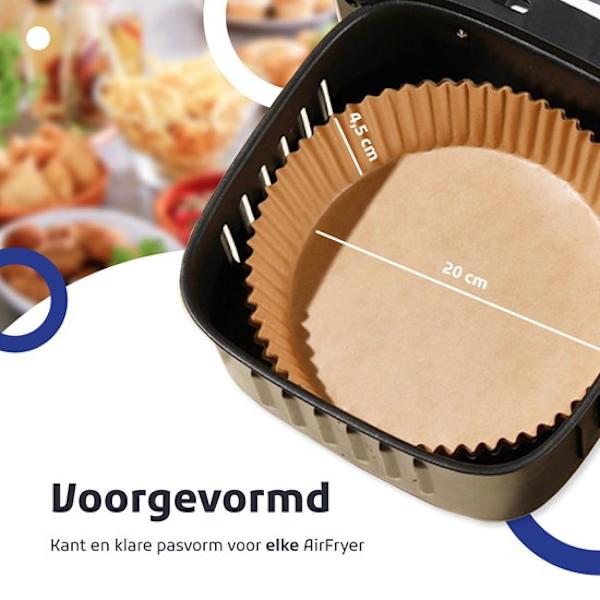 Airfryer bagepapir - Engangsbagepapir - 50 stk. - Ø 20 CM - Rund