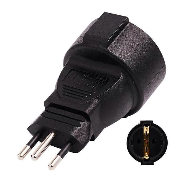 Power Plug Converter 3-Pin Swiss Plug to EU 2-Pin Round Conversion Adapter